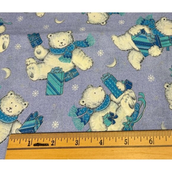 Polar Bear Cotton Fabric Cranton Holiday Print 1/2 yard x 44" Blue Snowflakes - Picture 5 of 11